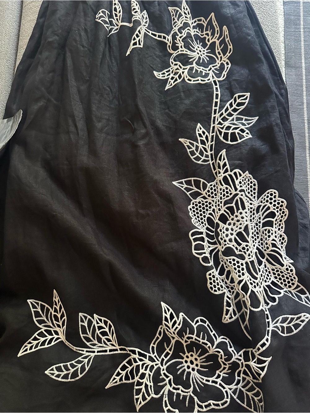 FARM RIO Black Slip Dress with White Embroidered Trim - Picture 2 of 8